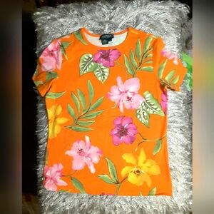 Ralph Lauren Orange Floral Top Size Medium